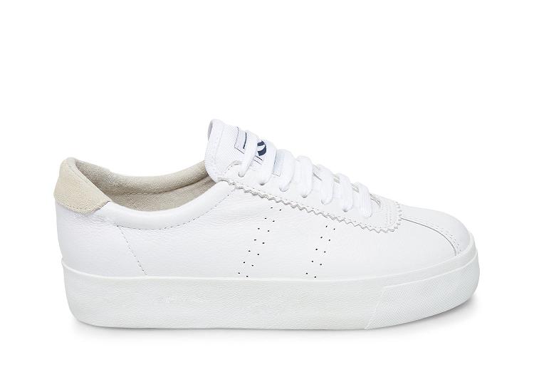 Superga 2854 Club 3 Leasuew White Grey - Womens Superga Lace Up Shoes